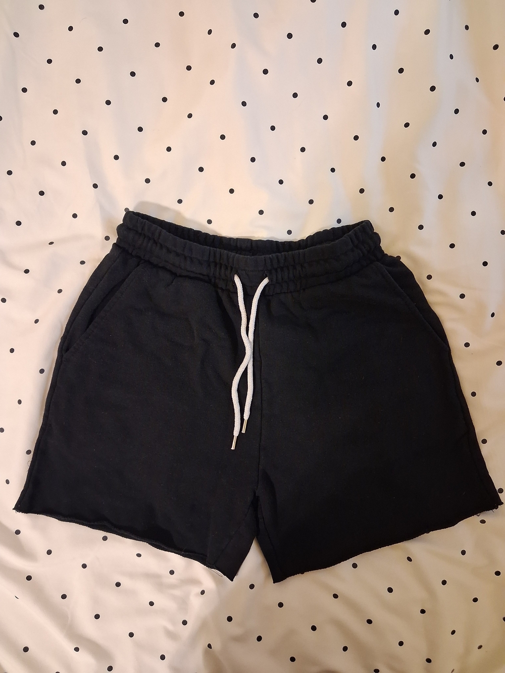 Forever 21 Black Athletic Drawstring Gym Lounge Shorts with White Cord